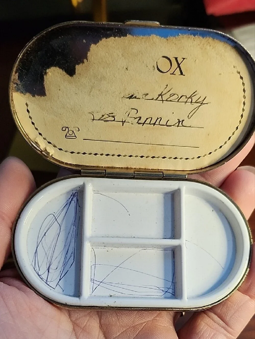 Vintage Make Up / Pill Case With Rose Design